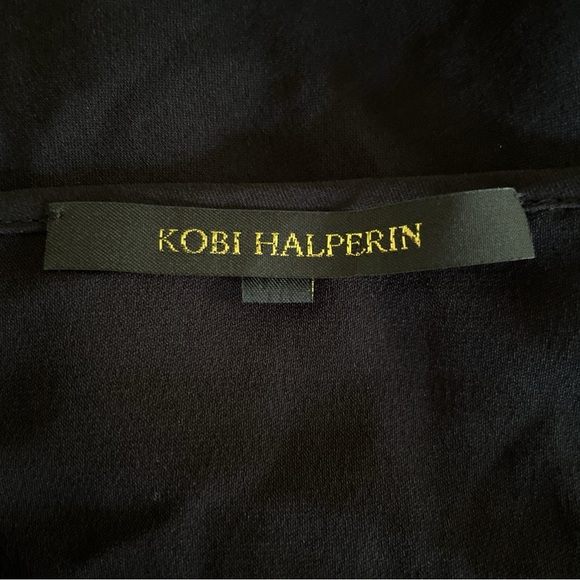 Kobi Halperin Silk Blouse Top Size XL Black Sheer Bell sleeves Popover Witchy - Picture 2 of 12